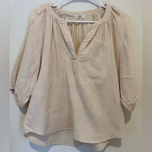 Dylan Cream Blouse with Gathered Neckline